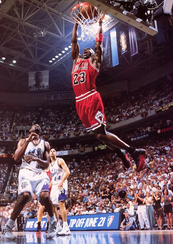 Michael Jordan dunks in game