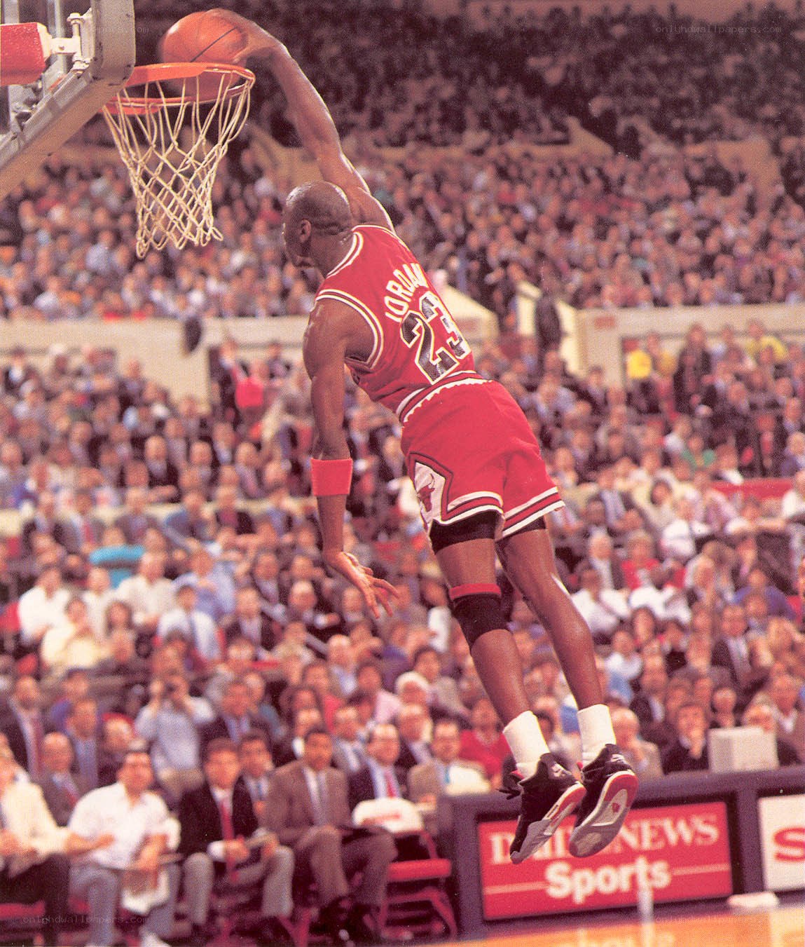 Michael Jordan dunks the ball