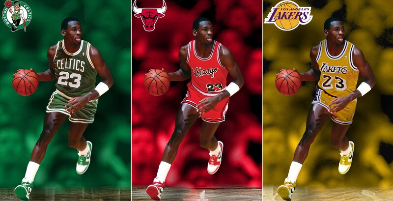 Michael Jordan in three jerseys