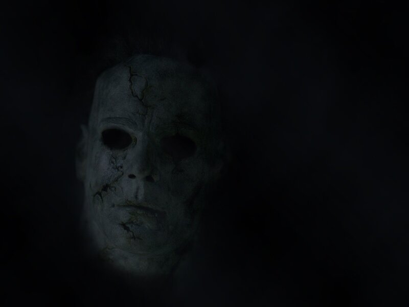 Michael Myers mask in darkness