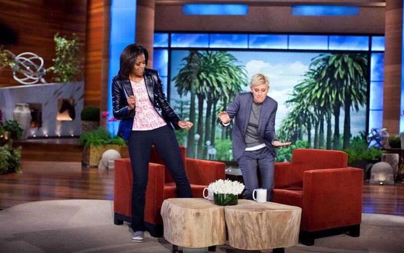 Michelle Obama dancing on a talk show