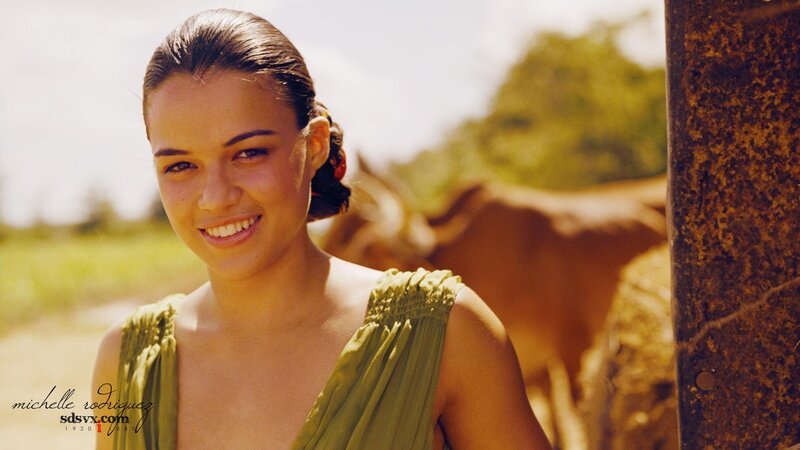 Michelle Rodriguez in green dress