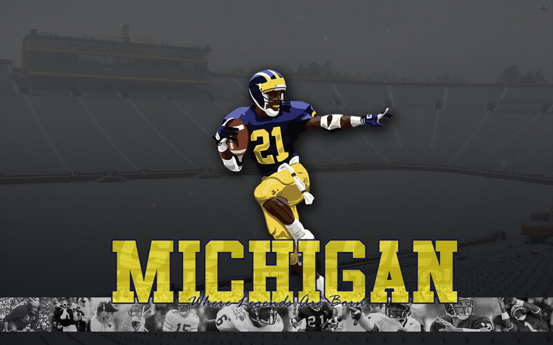 Michigan football player artwork