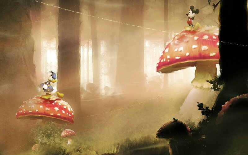 Mickey and Donald in a magical forest