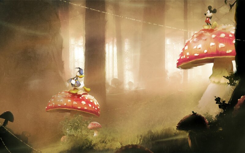 Mickey and Donald in a magical forest