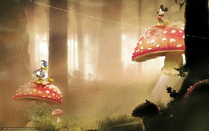 Mickey and Donald in a magical forest