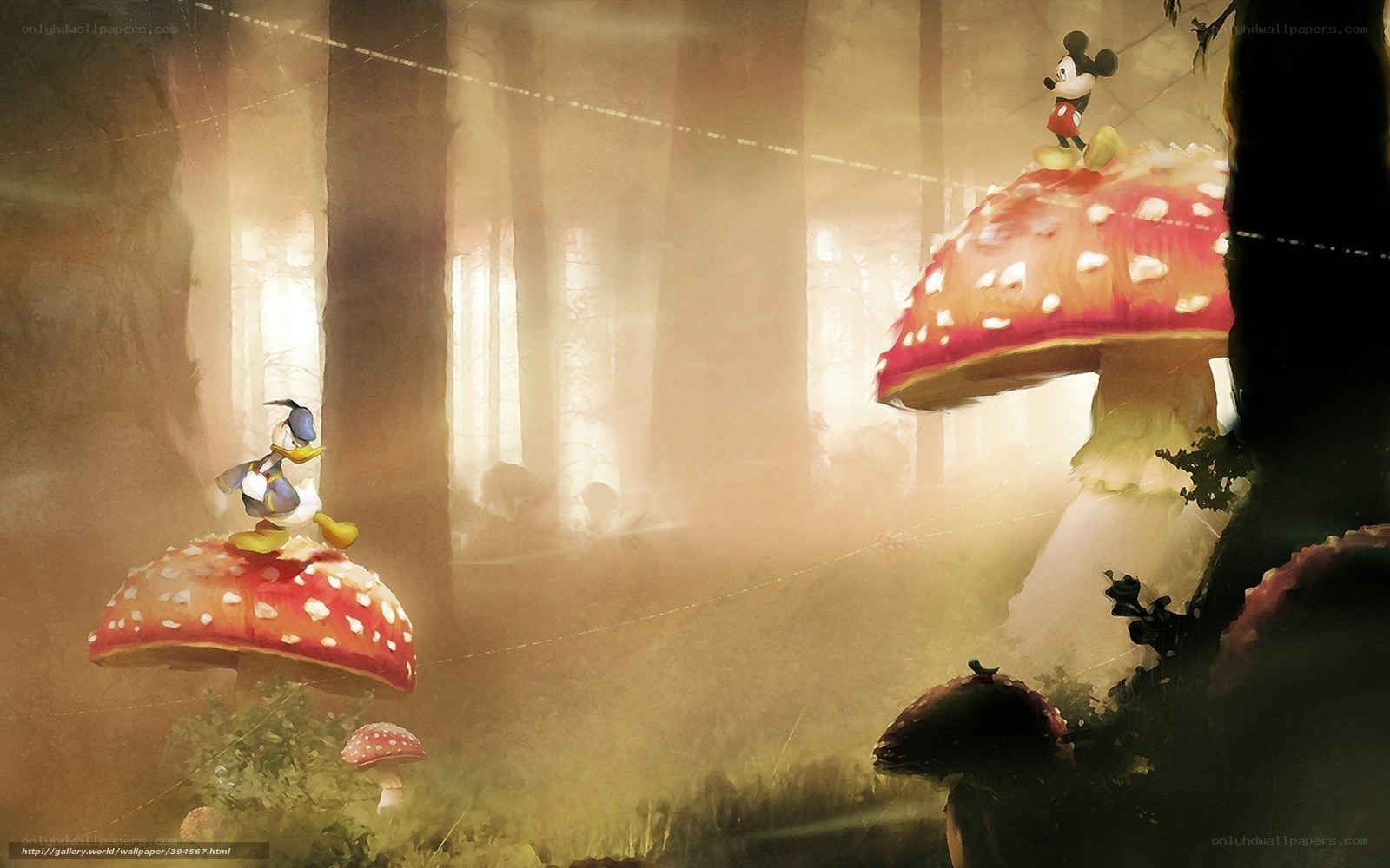 Mickey and Donald in a magical forest