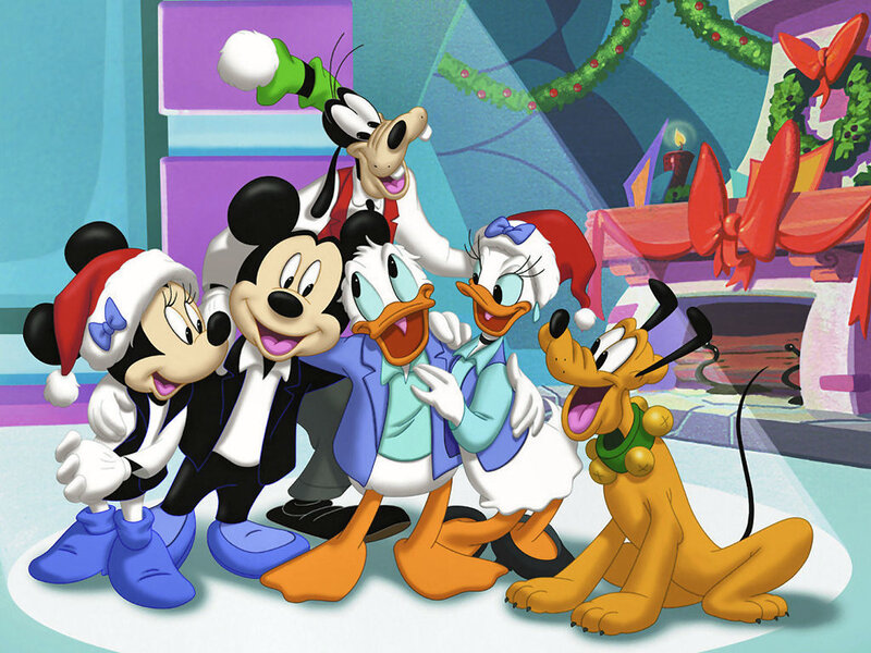 Mickey and friends in holiday gear