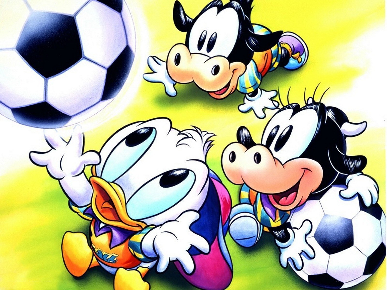 Mickey and friends playing soccer