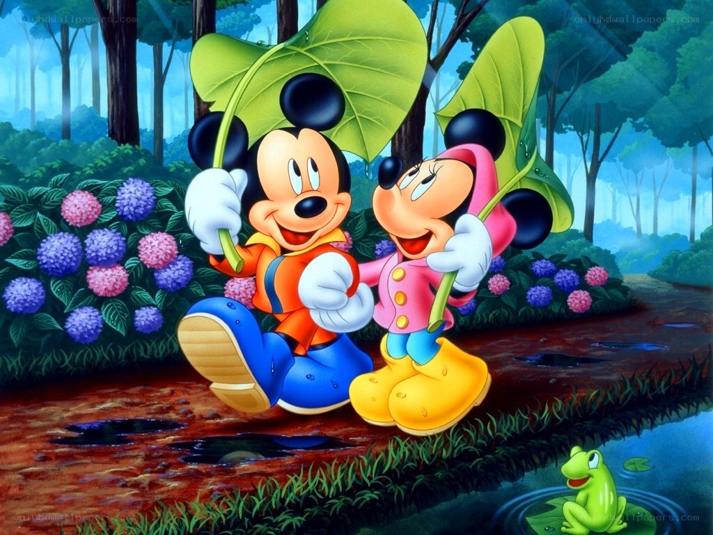 Mickey and Minnie in the rain