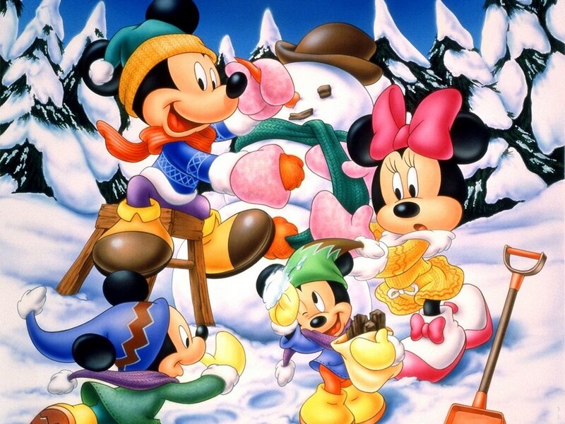 Mickey and Minnie in winter