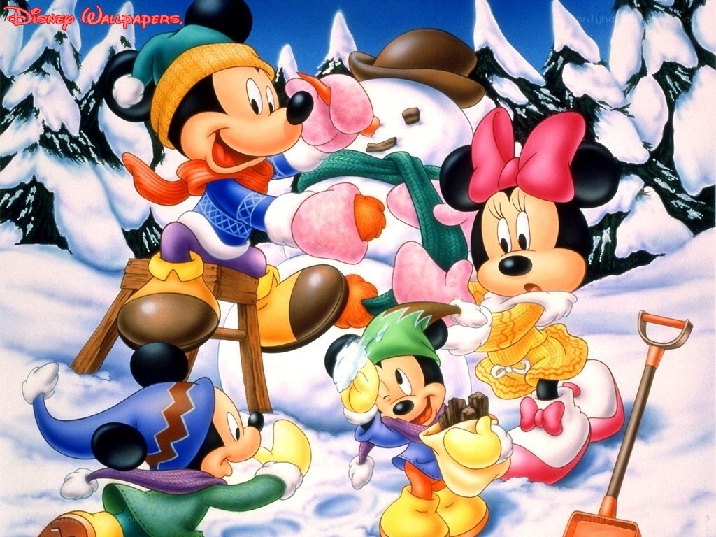 Mickey and Minnie in winter