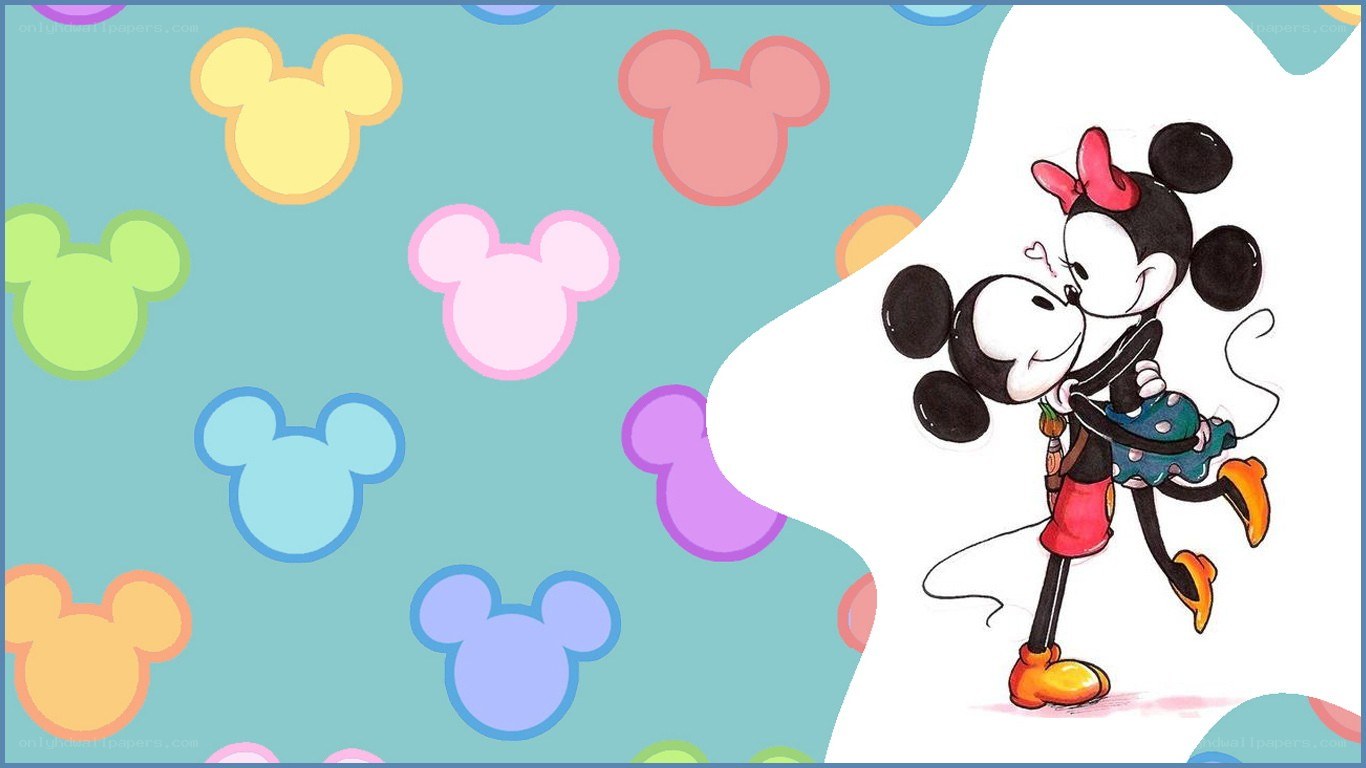 Mickey and Minnie kiss