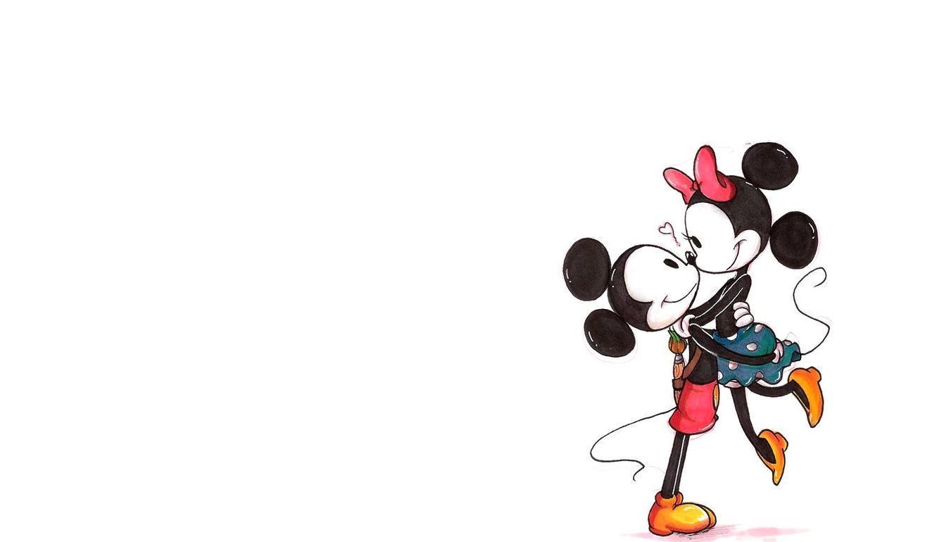 Mickey and Minnie kiss
