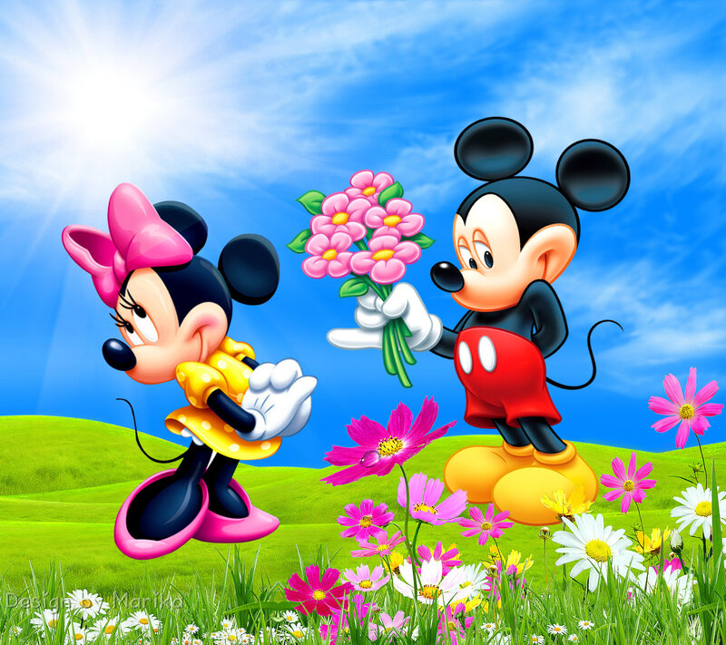 Mickey and Minnie Mouse — Blue, Cheerful