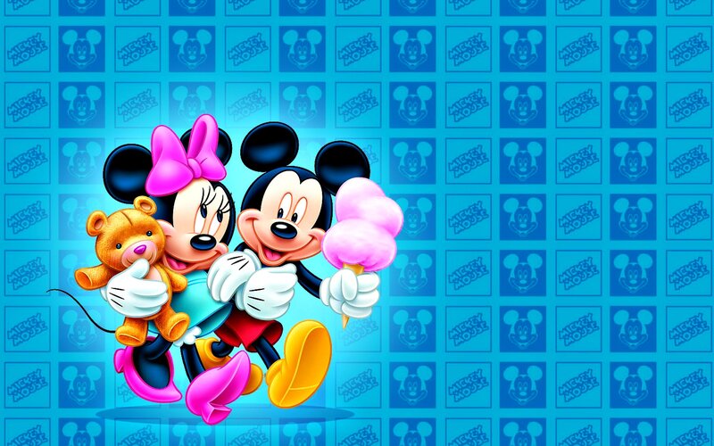 Mickey and Minnie Mouse — Blue, Happy, Illustration