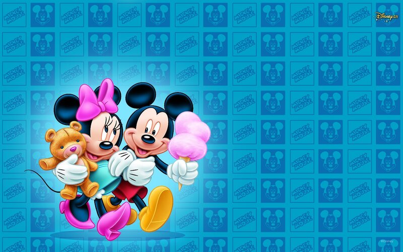 Mickey and Minnie Mouse — Blue, Happy