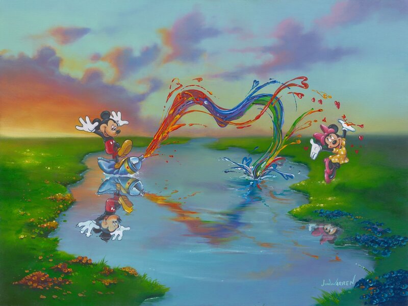 Mickey and Minnie Mouse — Green, Playful, Sunset