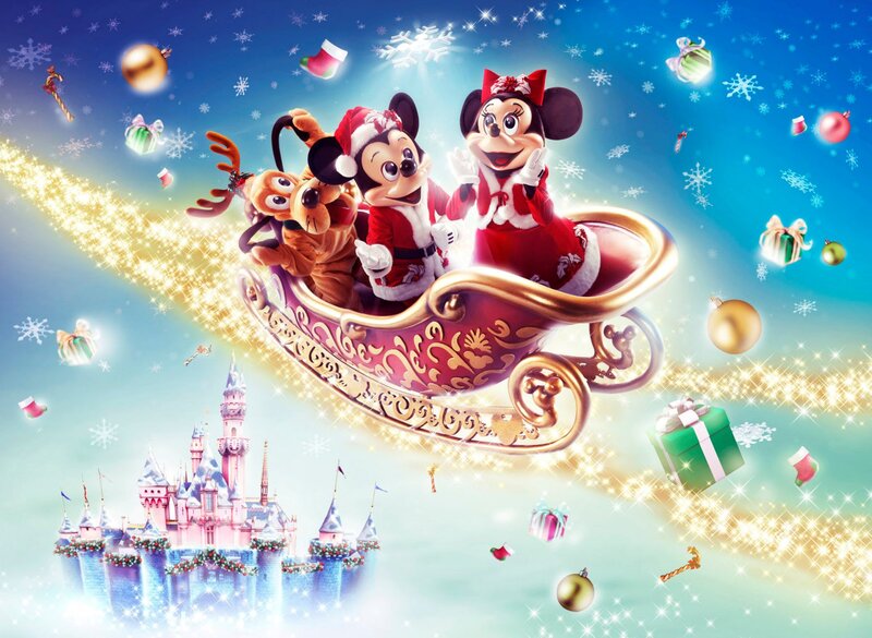 Mickey and Minnie Mouse in Sleigh