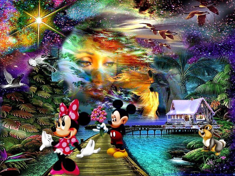 Mickey and Minnie Mouse — Purple, Fantastical