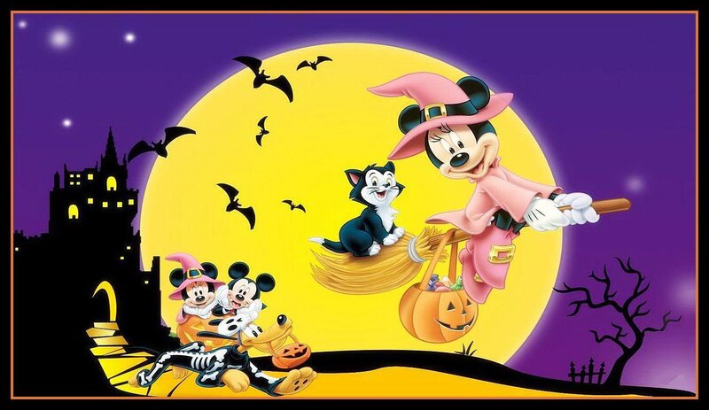 Mickey and Minnie Mouse — Purple, Festive, Night