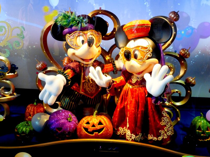 Mickey and Minnie Mouse — Red, Festive, Night, Photograph