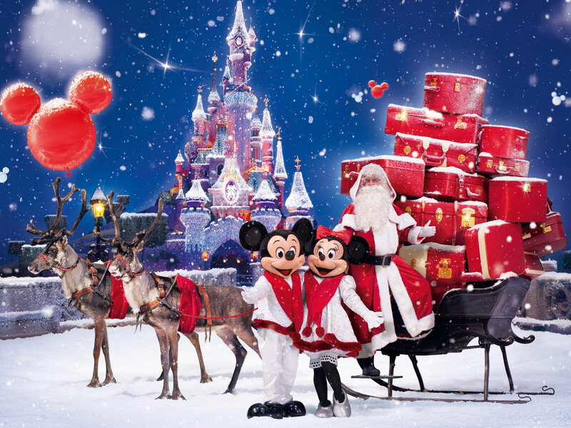 Mickey and Minnie Mouse — Red, Festive, Winter