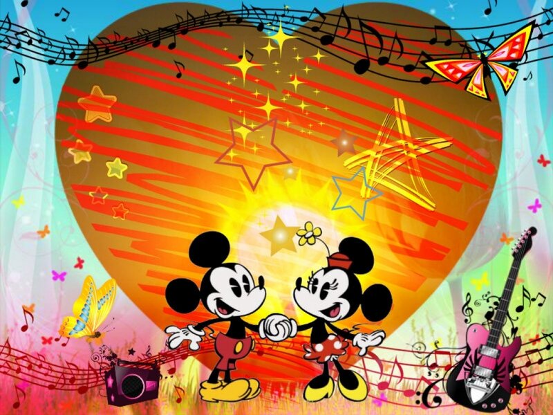 Mickey and Minnie Mouse — Red, Joyful, Vibrant