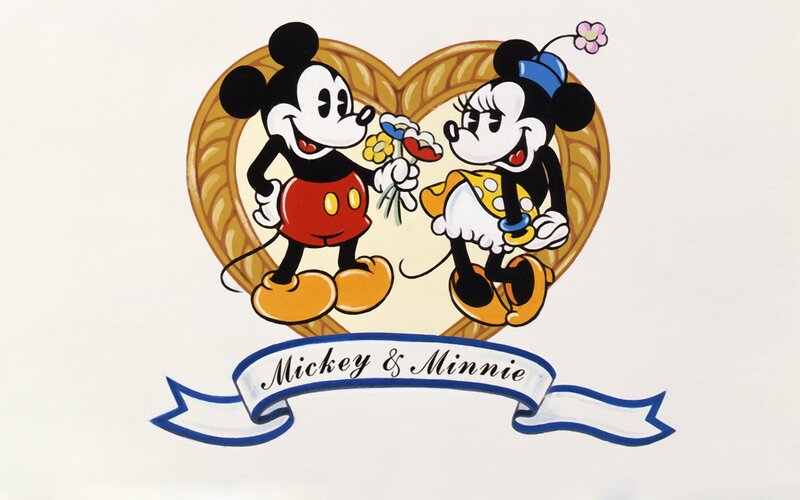 Mickey and Minnie Mouse — White