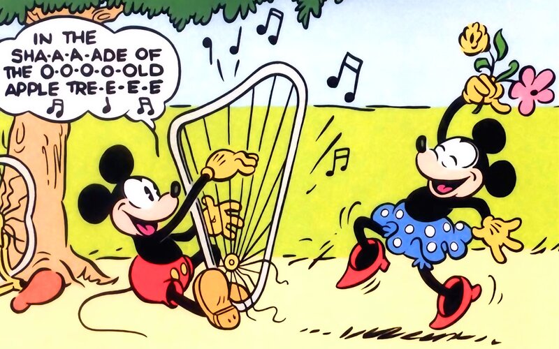 Mickey and Minnie Mouse — Yellow, Joyful