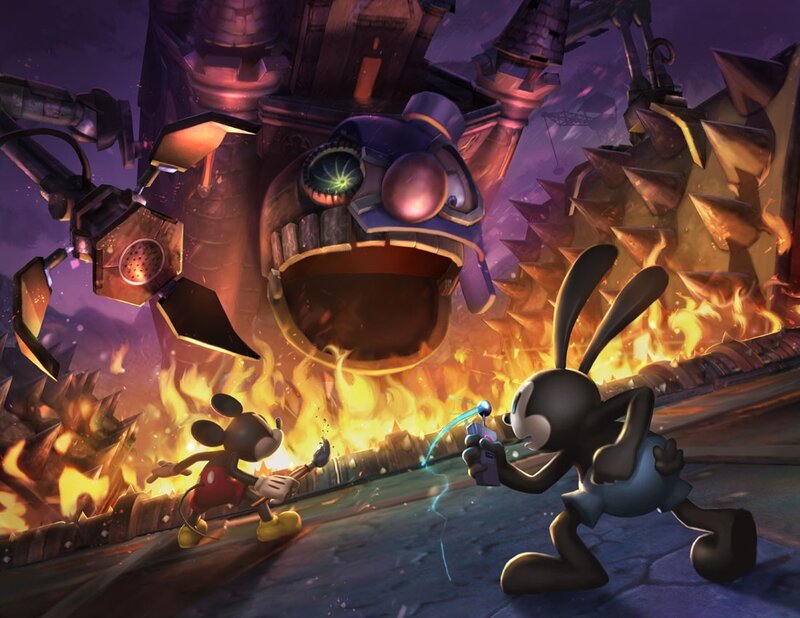 Mickey and Oswald fight a giant robot