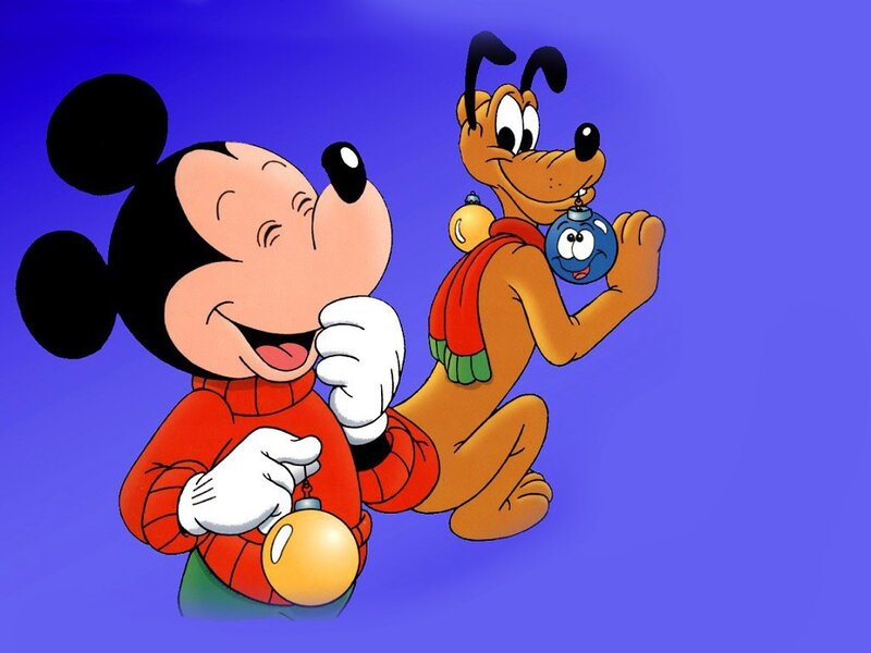 Mickey and Pluto with ornaments
