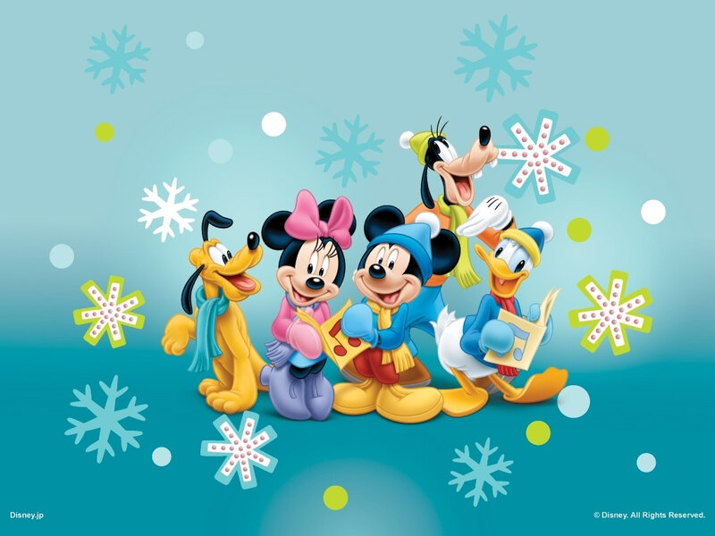 Mickey Mouse and Friends — Blue, Festive, Winter, Illustration