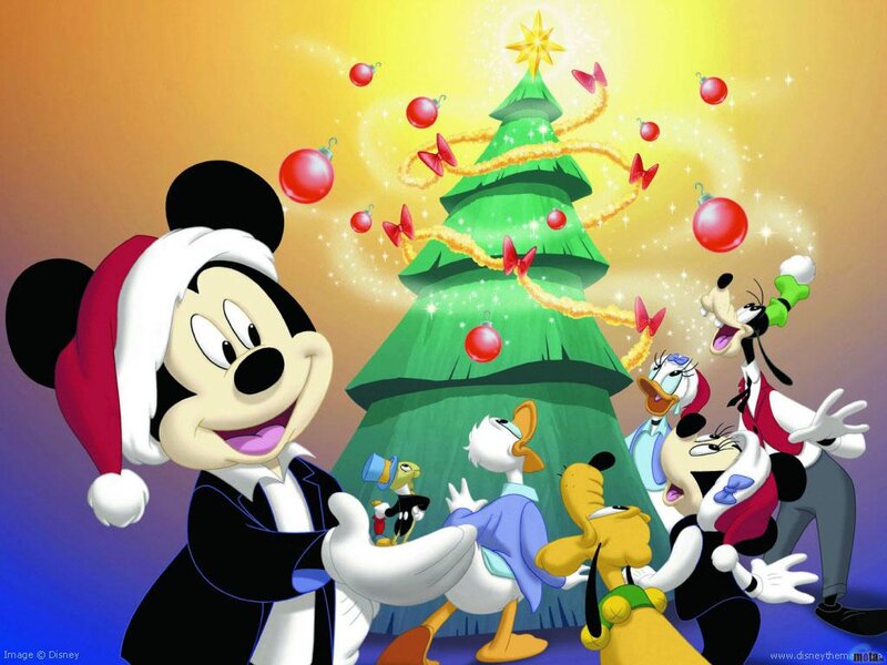 Mickey Mouse and Friends — Green, Festive, Winter, Illustration