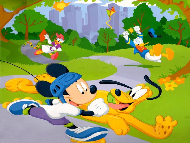 Mickey Mouse and Pluto Running