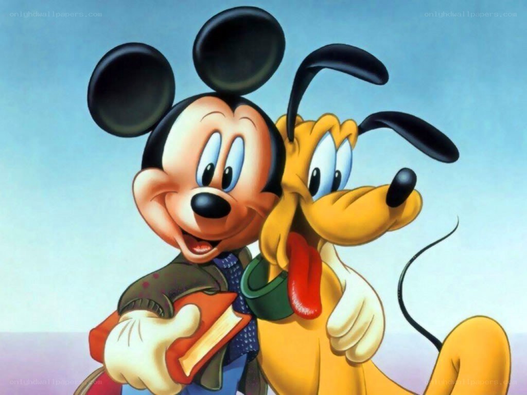 Mickey Mouse and Pluto together