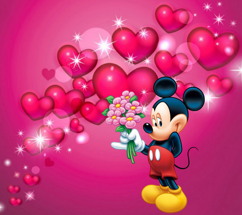 Mickey Mouse Holding Flowers