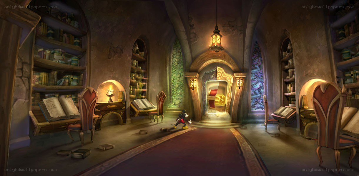 Mickey Mouse in a library