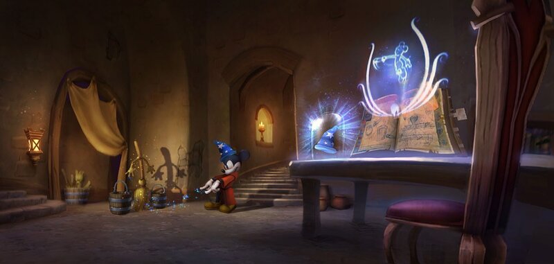 Mickey Mouse in a magic room
