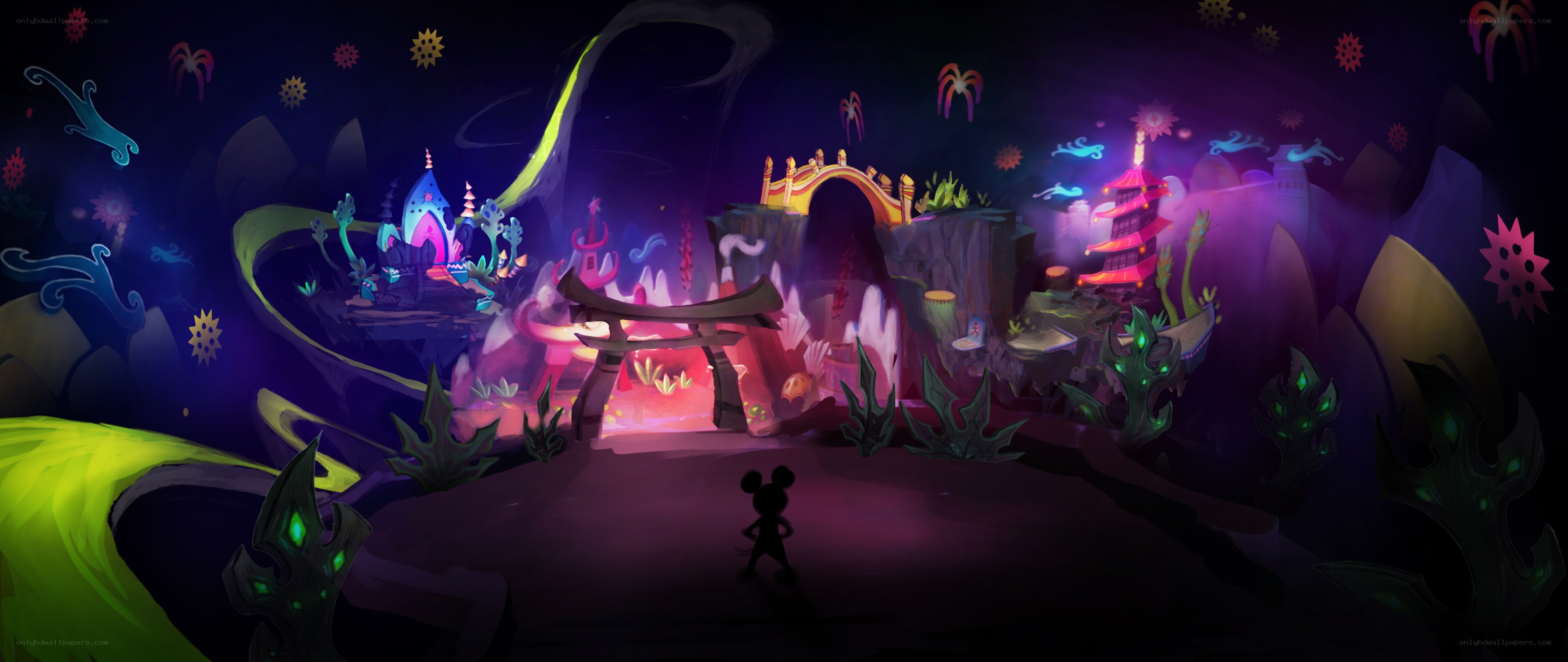 Mickey Mouse in a magical cave