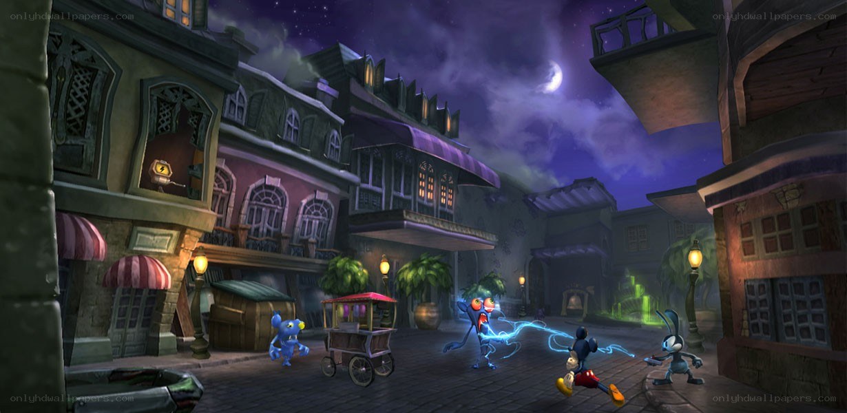 Mickey Mouse in a spooky town