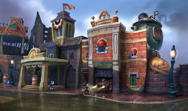 Mickey Mouse in a town