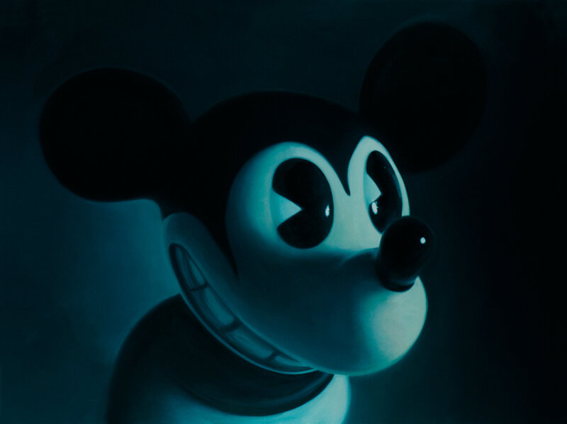 Mickey Mouse in blue light