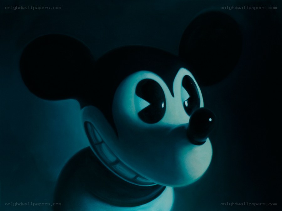 Mickey Mouse in blue light