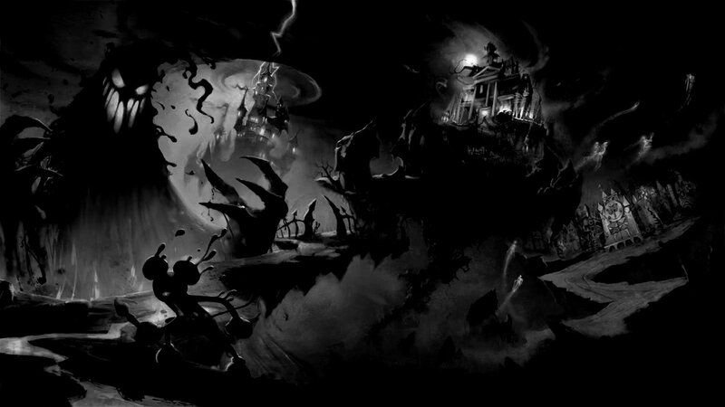 Mickey Mouse in Dark Landscape — Black