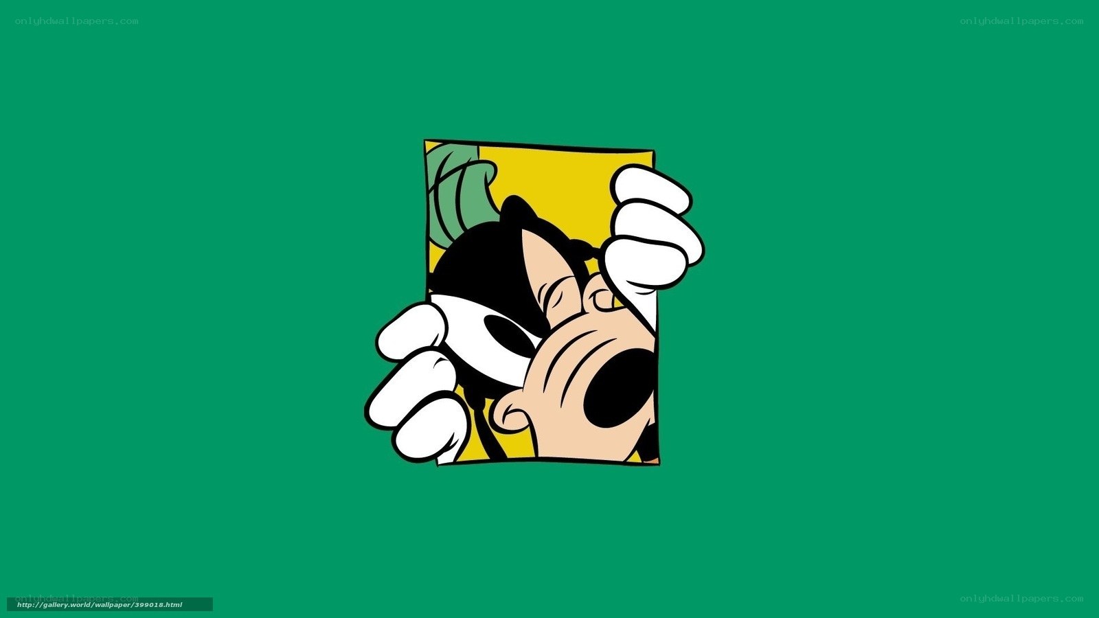 Mickey Mouse peeking through frame