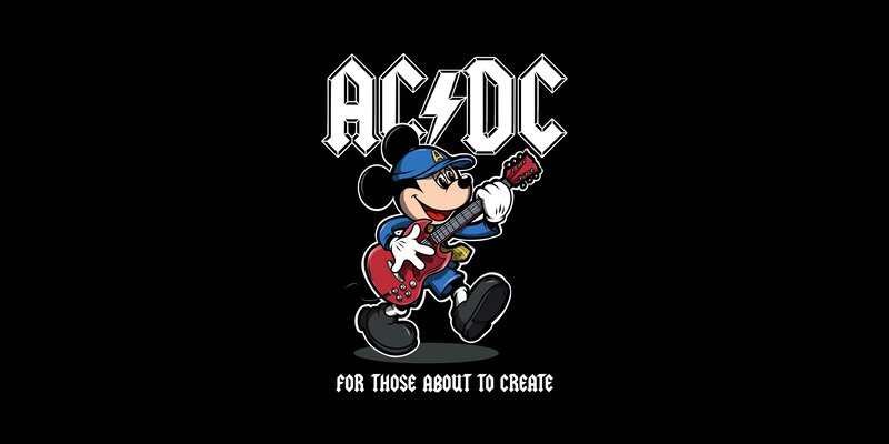 Mickey Mouse Playing Guitar — Black