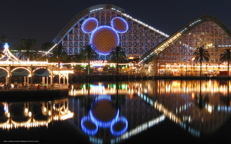 Mickey Mouse roller coaster at night