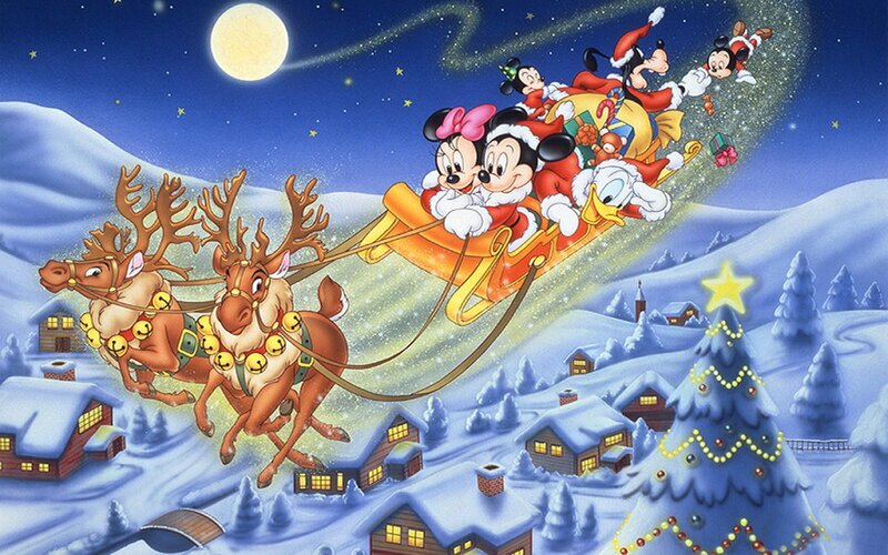 Mickey Mouse Sleigh Ride — Blue, Festive, Night