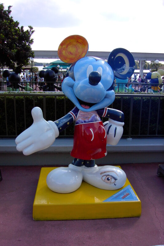 Mickey Mouse statue with artistic design